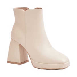 Step in style Botas Modelo Selarae LQ-48 Bege Claro - Entre com estilo