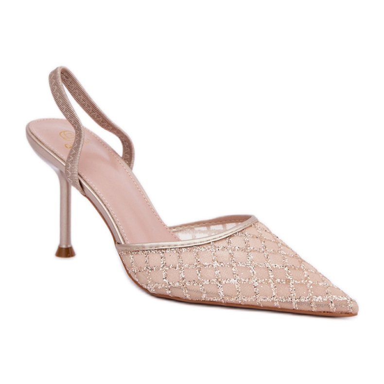 Step in style Modelo Berilae B1639-202 Salto alto Gold Glitter - Entre com estilo amarelo