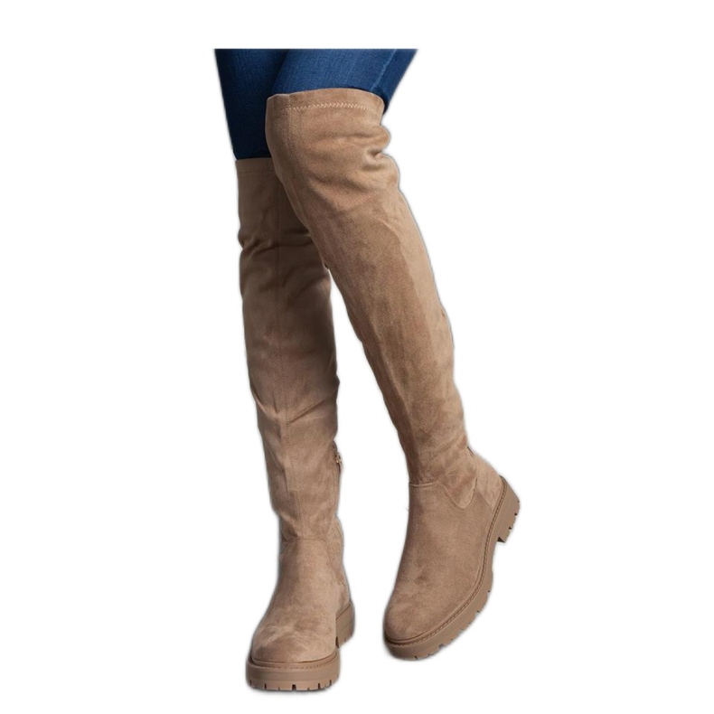 Botas longas marrons com sola plana da Tromi - Solea castanho