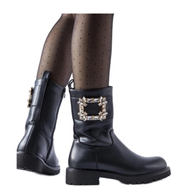 Botins pretos decorados com zircões Wagner - Solea