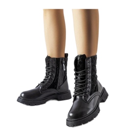 Botas pretas decoradas com quilting Jalbert - Solea preto