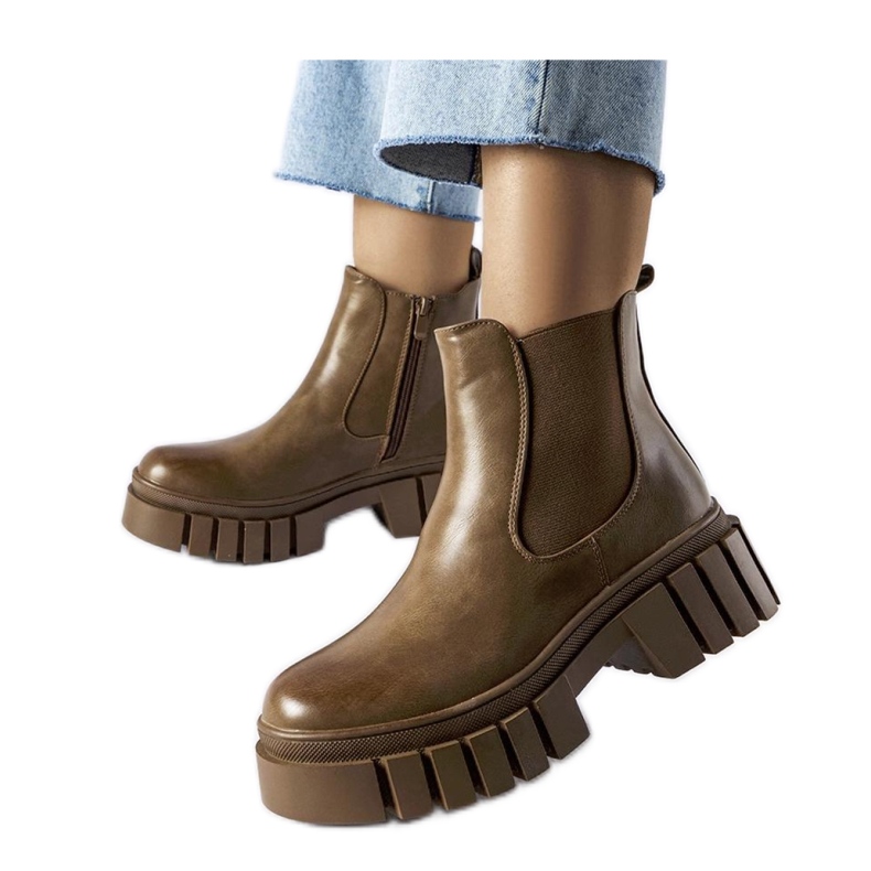 Botas Chelsea com plataforma marrom, Giusy - Solea castanho