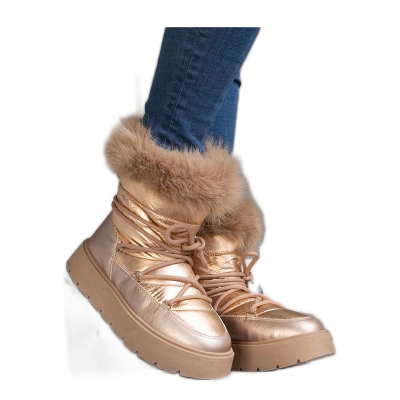 Botas de neve com isolamento bege e pele Arilla - Solea