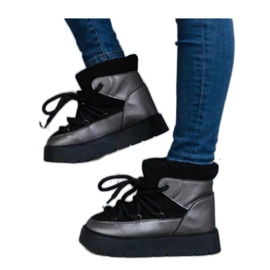 Botas de neve com plataforma preta isoladas com pele Sapphi - Solea preto