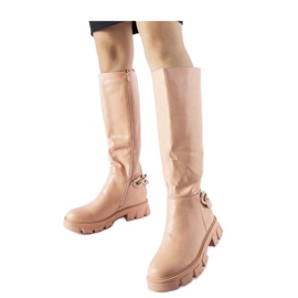 Botas rasas rosa com corrente Armand - Solea