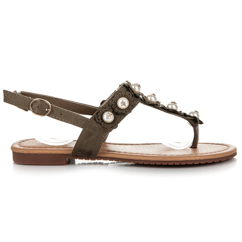 Ideal Shoes chinelos com flores verde