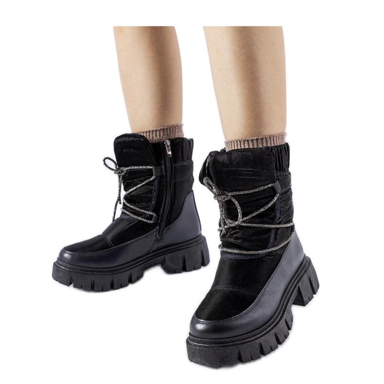 Botas de neve pretas com zircões Pettenasco - Solea preto Botas de neve pretas com zircões Pettenasco - Solea preto