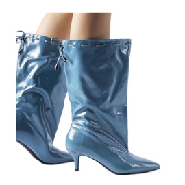 Botas azuis com salto baixo azul