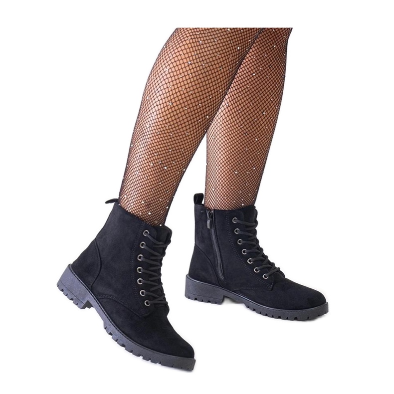 Botas de trabalho pretas em camurça ecológica preto