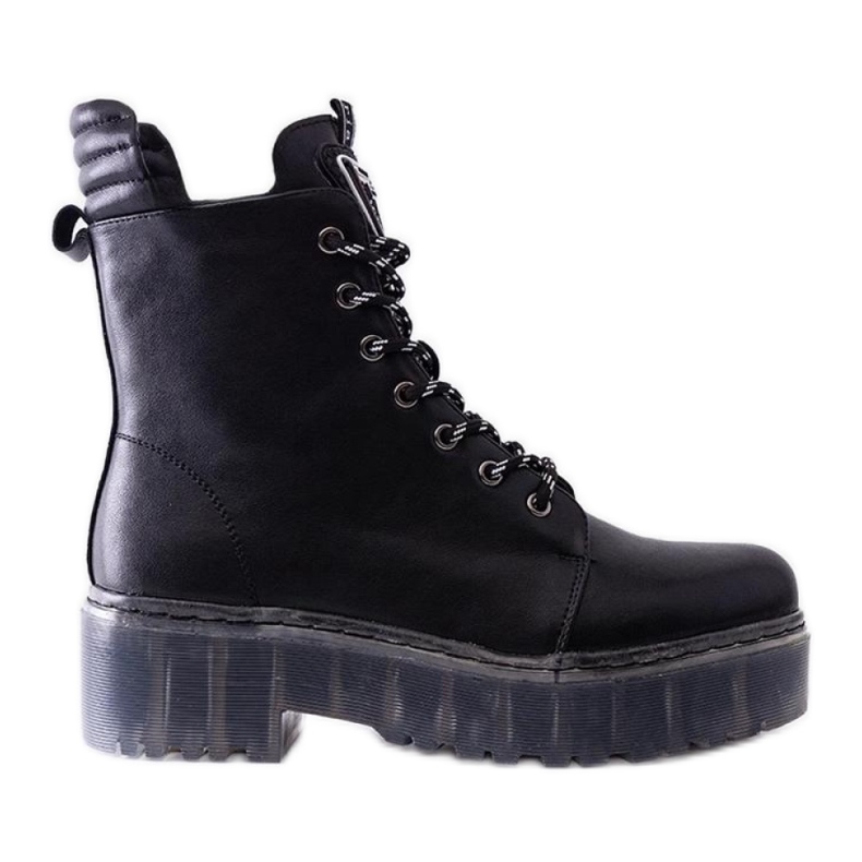 Botas pretas, couro natural preto