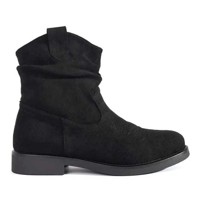 Shelvt Botas cowboy femininas de camurça preta preto