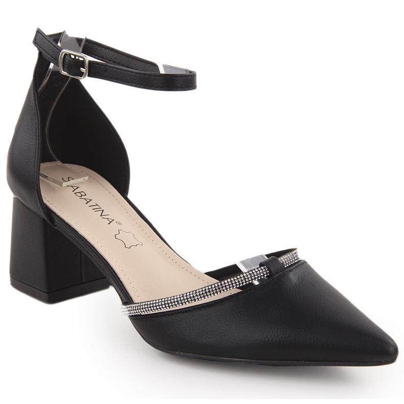 Sandálias femininas pretas Sabatina pontiagudas com zircônia cúbica preto