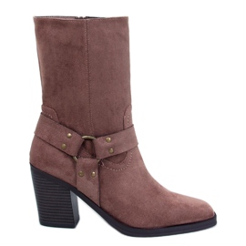 Botas de cowboy de camurça cáqui marrom
