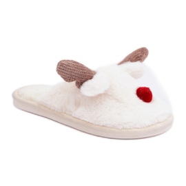 Chinelos femininos com motivo de rena branco Chinelos femininos com motivo de rena branco
