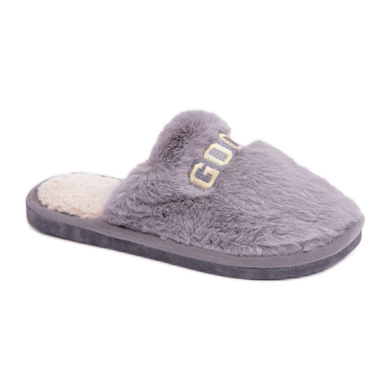 Chinelos femininos feitos de pele macia cinza