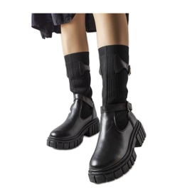 Botas elegantes pretas com uma parte superior elástica preto
