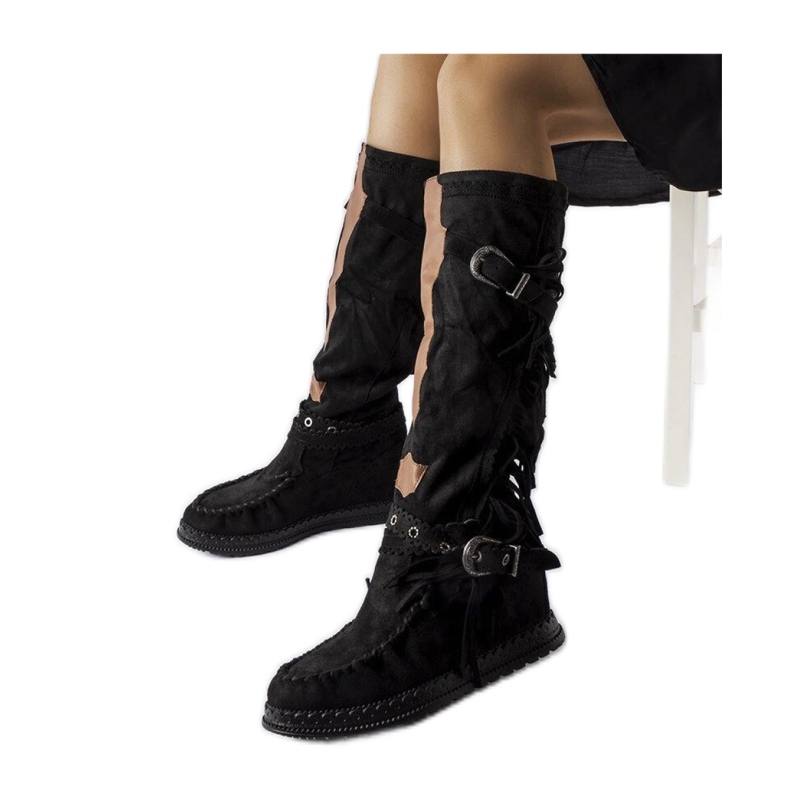 Botas pretas com cunha forrada Filiberta - Solea preto