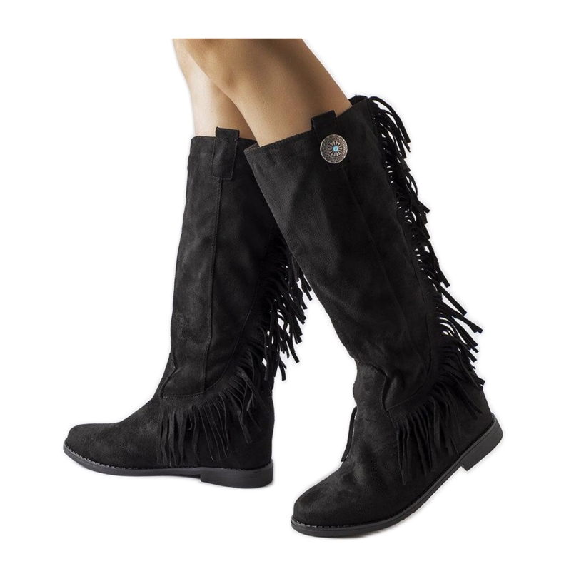 Lecore preto - Botas de cunha cobertas com Solea
