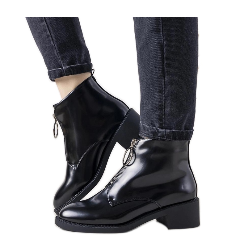 Botins pretos com fecho Grunge - Solea