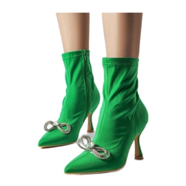 Botins verdes decorados com laço de zircão da Mars - Solea