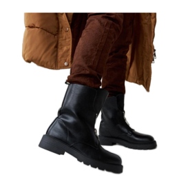 Botins pretos com isolamento e zíper Botins pretos com isolamento e zíper