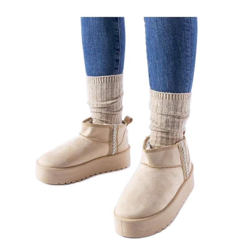 Botas de neve com plataforma bege