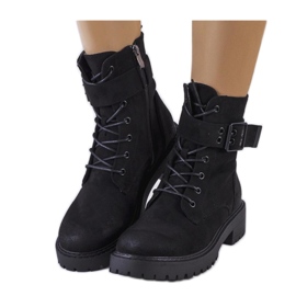 Botins com atacadores femininos pretos