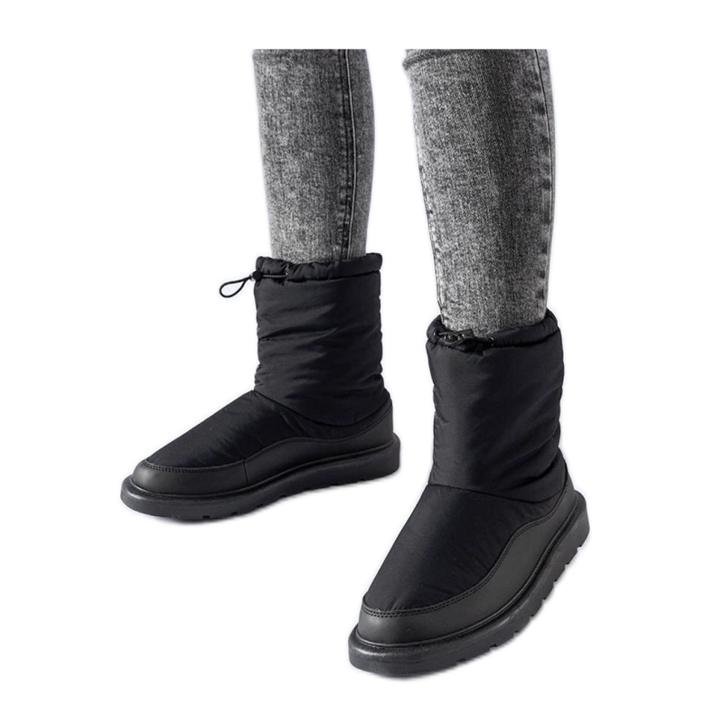 Botas de neve quentes pretas preto