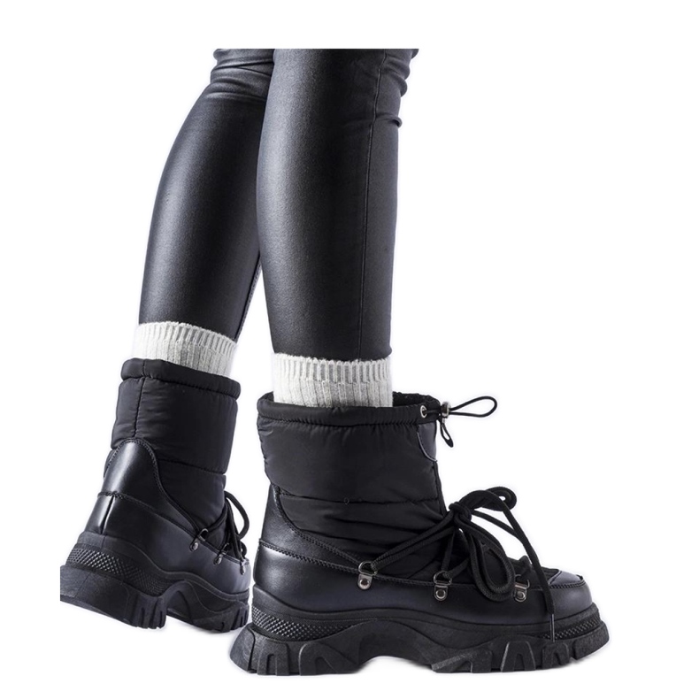 Solea Botas de neve quentes pretas preto