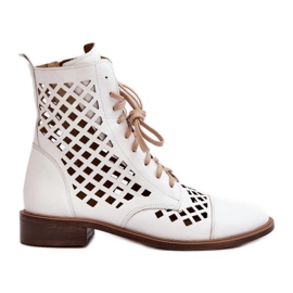 Botas altas perfuradas modelo Zazoo 2695/003 Brancas branco
