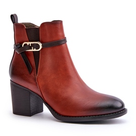 Jezzi Botas femininas de salto alto, isoladas, com alça, marrom Zinithia