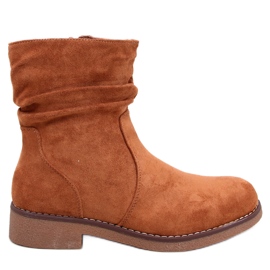 Botins camel com cano franzido marrom