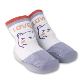 Sapatos de bebê Befado azul/branco com motivo animal 002P081 Sapatos de bebê Befado azul/branco com motivo animal 002P081