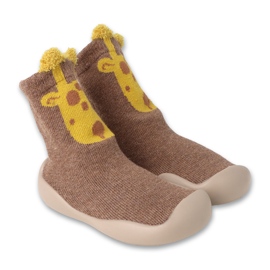 Sapatos de bebê marrom Befado com motivo animal amarelo 002P078 castanho
