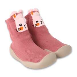 Sapato bebê Befado rosa com aplicação de coelho 002P079