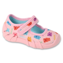 Chinelos infantis Befado com velcro 109P268 rosa