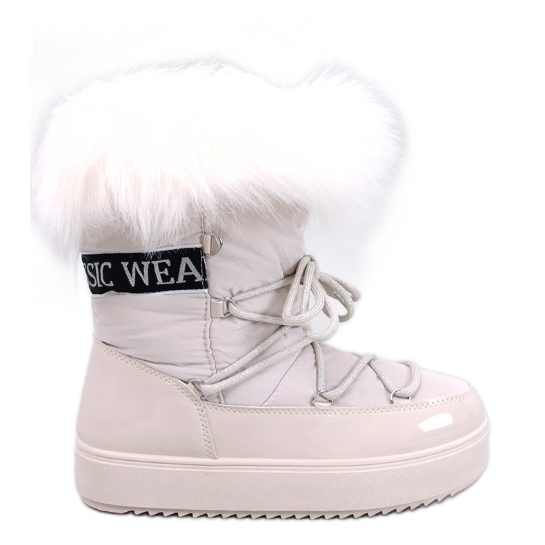 Botas de neve de pele bege