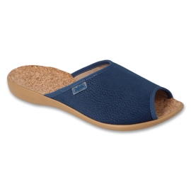 Chinelos femininos Befado com inserto de cortiça PU 254D158 azul