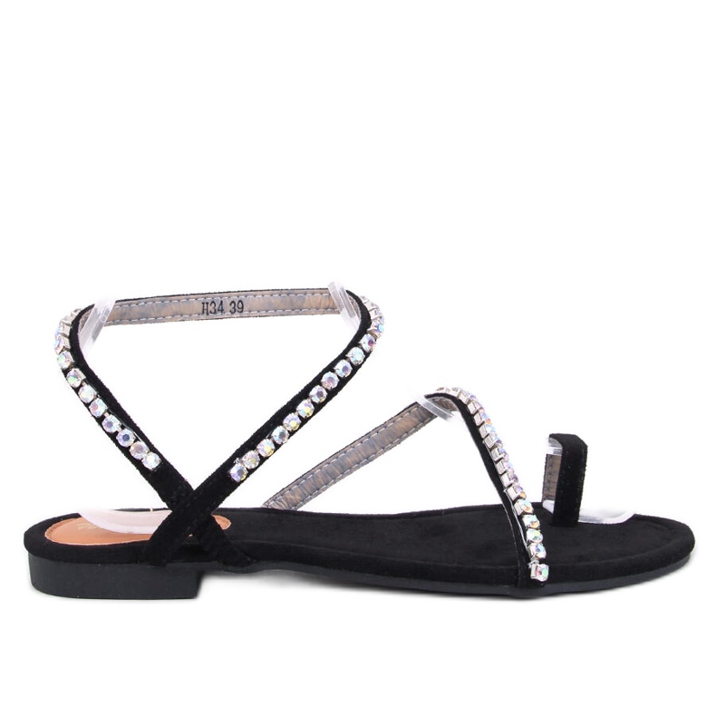 Sandálias femininas flip -flops com strass pretos