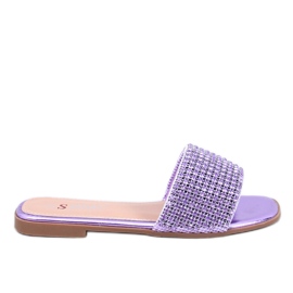 Chinelos femininos com zircões roxos tolet