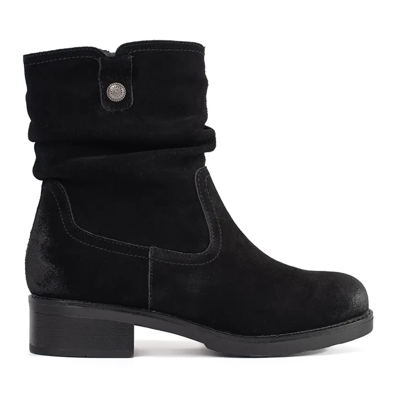 Botins pretos com parte superior em couro com babados de Sergio Leone