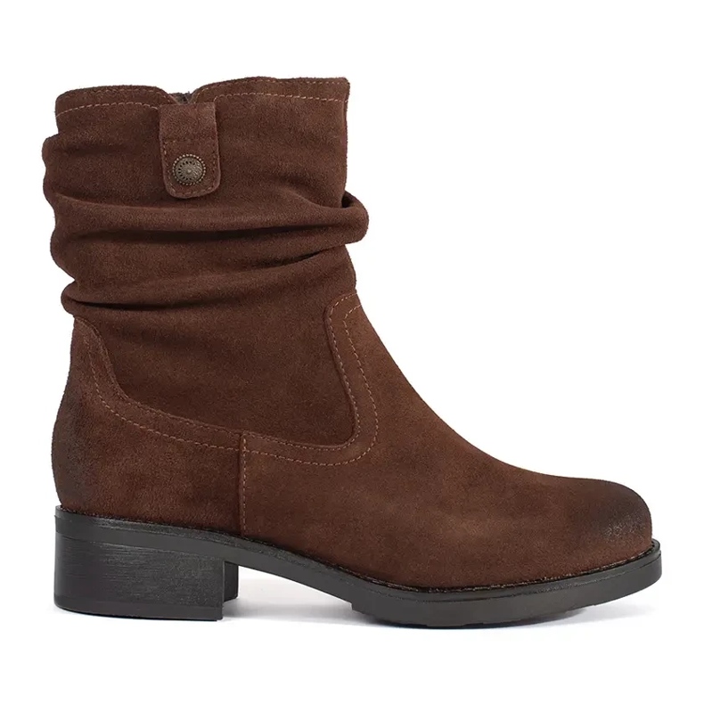 Botins marrons com parte superior em couro com babados de Sergio Leone castanho