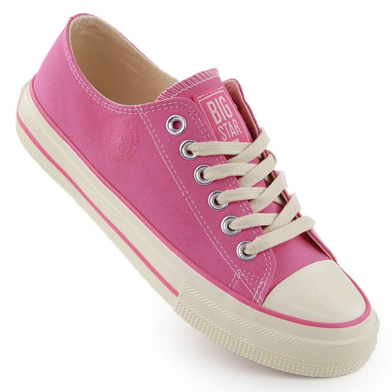 Tênis feminino de cano baixo em tecido, rosa Big Star NN274271