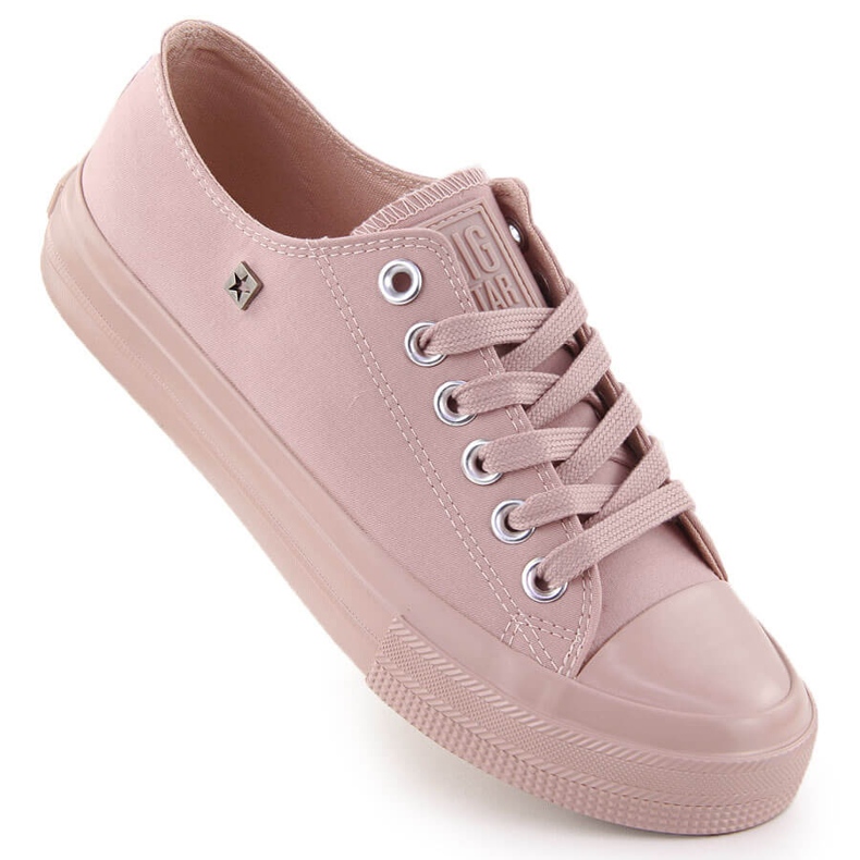 Tênis feminino de cano baixo em tecido, rosa Big Star NN274291