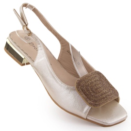 Sandálias femininas elegantes com decoração de zircão dourado Potocki WS43314 Sandálias femininas elegantes com decoração de zircão dourado Potocki WS43314