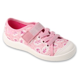 Chinelos infantis Befado 351X037 rosa com aplicações