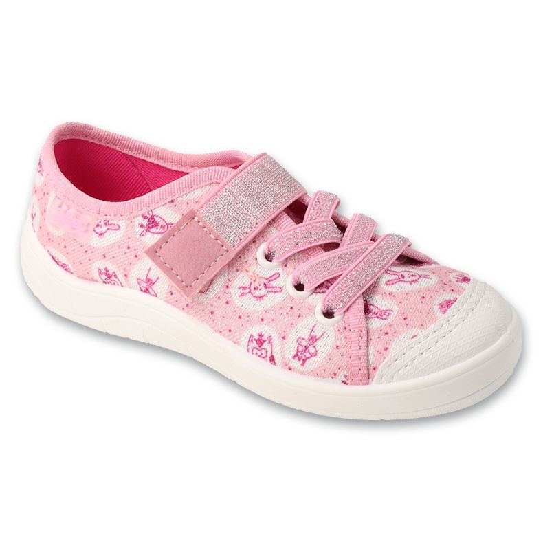 Chinelos infantis Befado 351X037 rosa com aplicações
