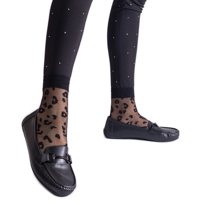 Mocassins clássicos pretos em couro ecológico