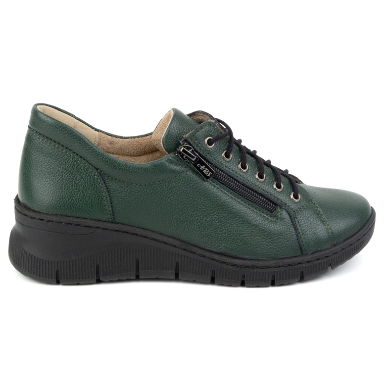 Olivier Sapatos femininos de couro com sola grossa, 1236 verde