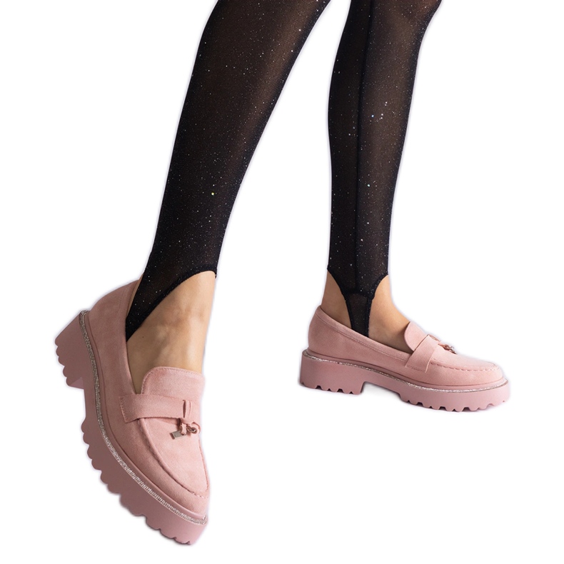 Mocassins de couro ecológico rosa